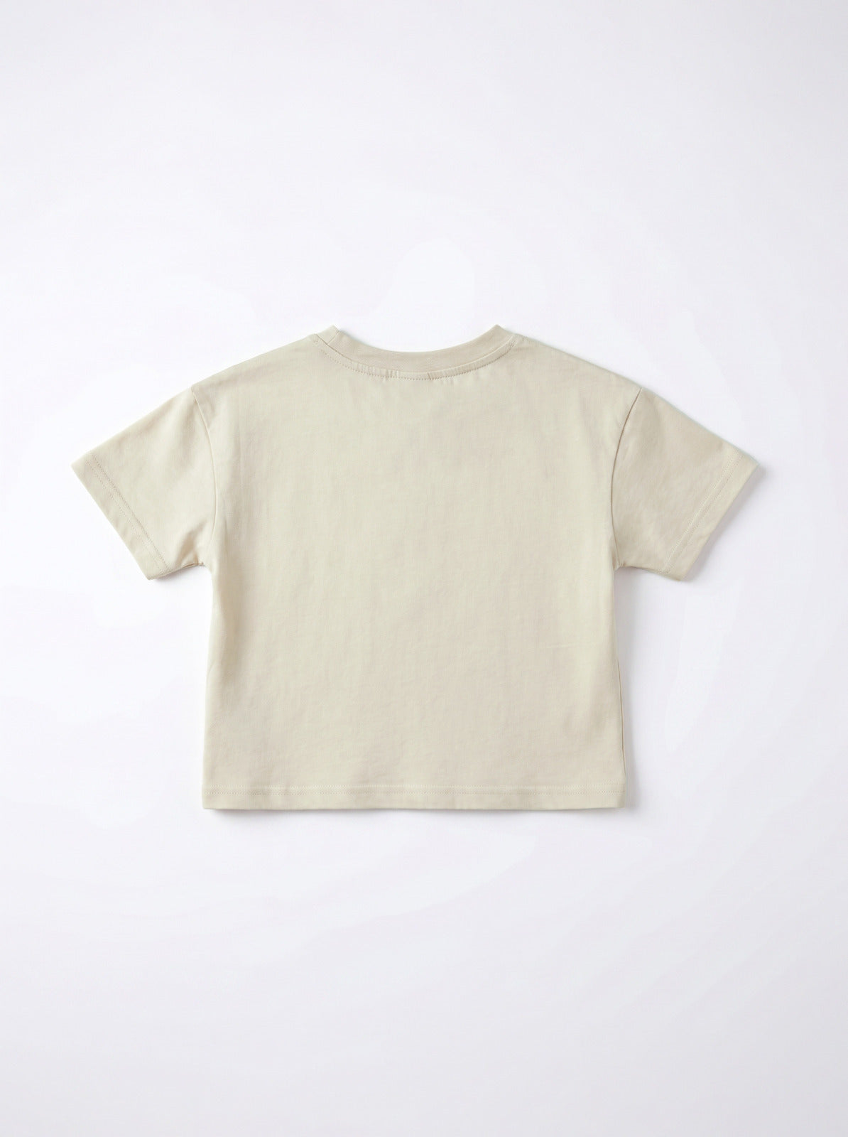 Boys Beige Flower Applique Crew-Neck Tee