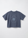 Boys Gray Flower Applique Crew-Neck Tee