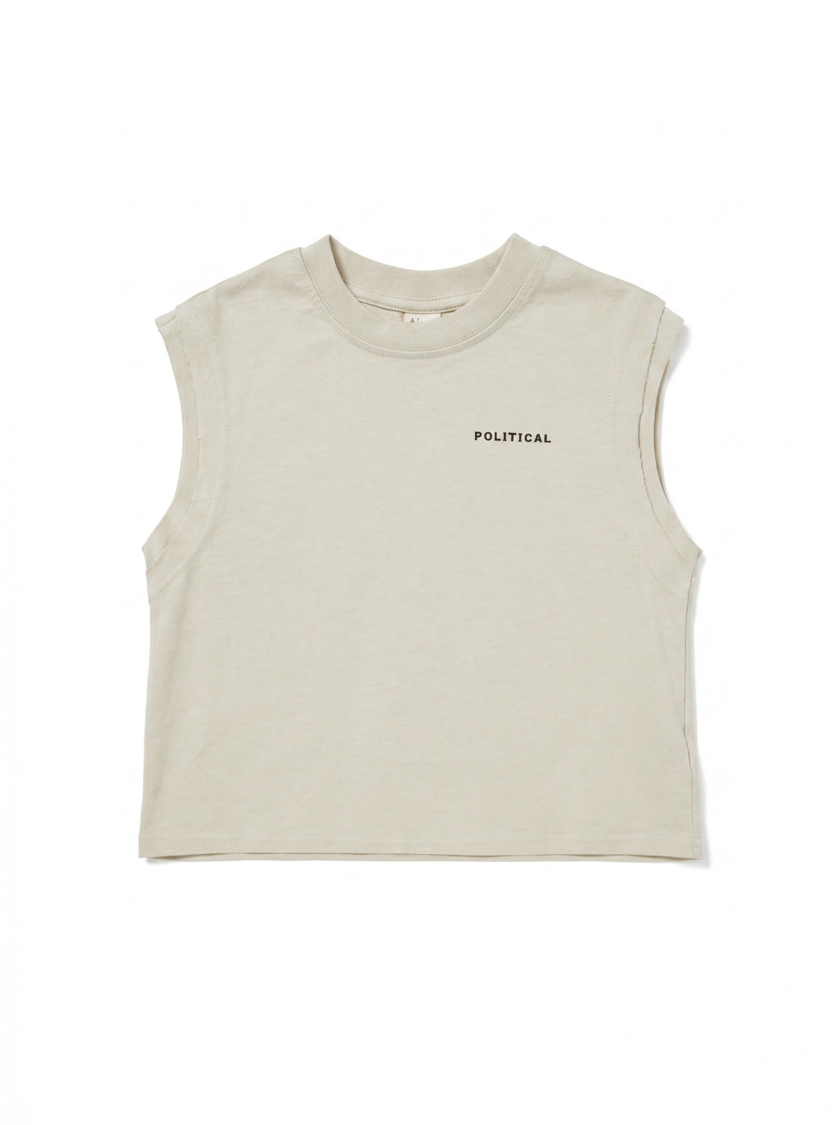 Boys Light Gray Political Print Sleeveless Muscle Tee