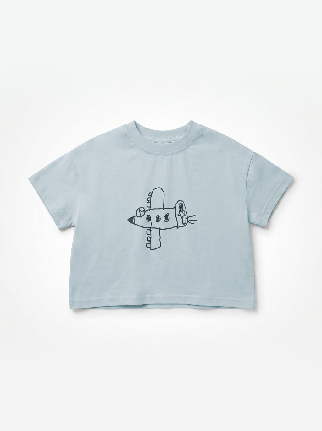 Boys Light Blue Airplane Graphic Oversized Tee
