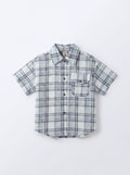 Boys Gray Plaid Short-Sleeve Button-Up Shirt