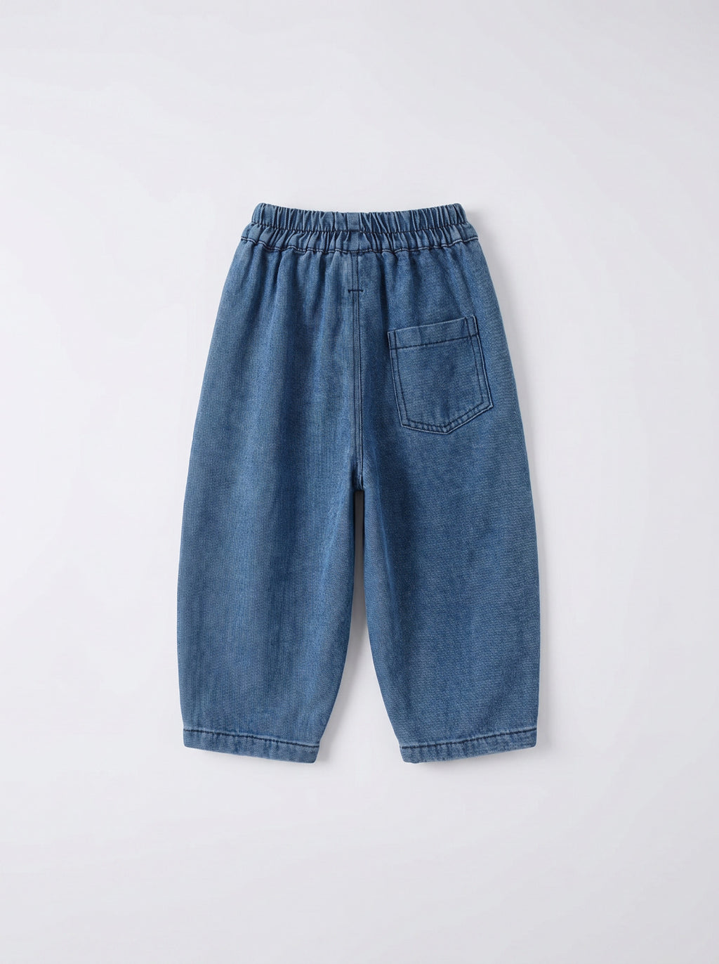 Boys Blue Denim Barrel-Leg Pull-On Jeans