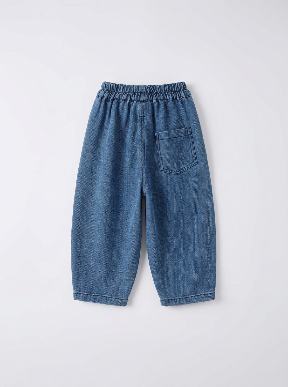 Boys Blue Denim Barrel-Leg Pull-On Jeans