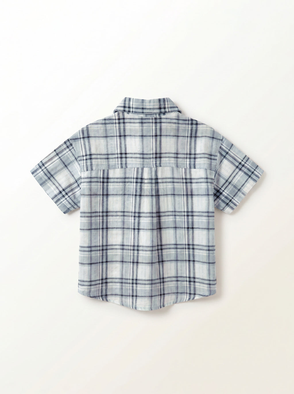 Boys Gray Plaid Short-Sleeve Button-Up Shirt