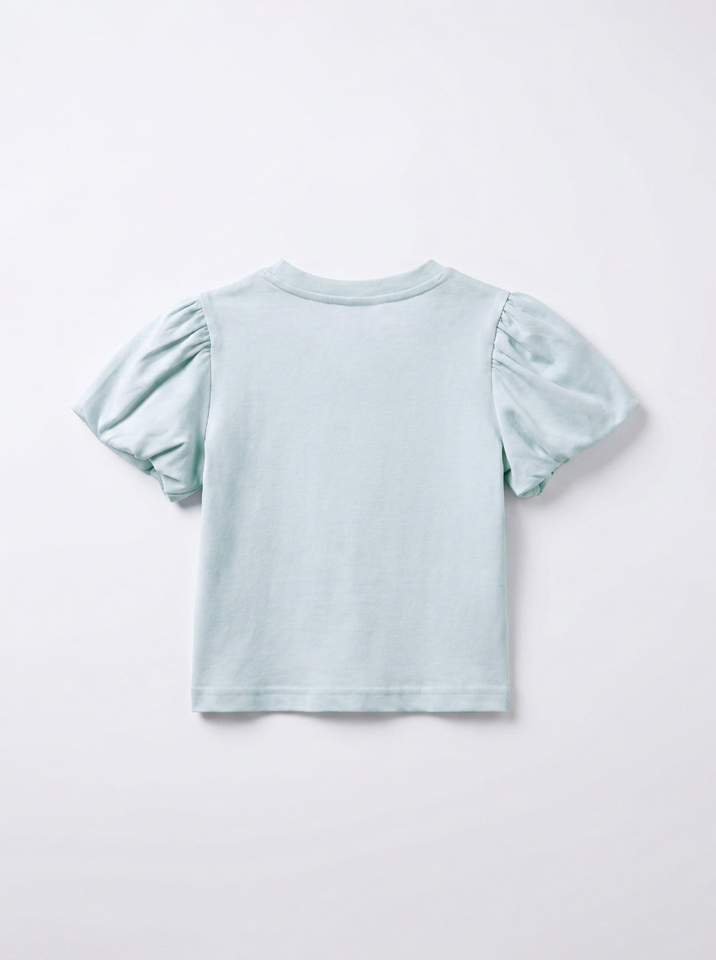 Girls Mint Blue Puff-Sleeve Tee with 3D House Applique