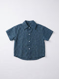 Boys Navy Plaid Short-Sleeve Button-Up Shirt