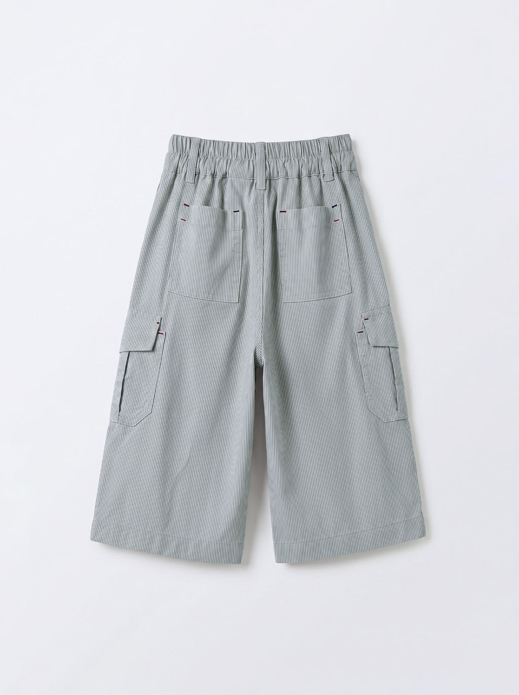 Boys Gray Striped Wide-Leg Cargo Pants
