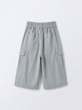 Boys Gray Striped Wide-Leg Cargo Pants