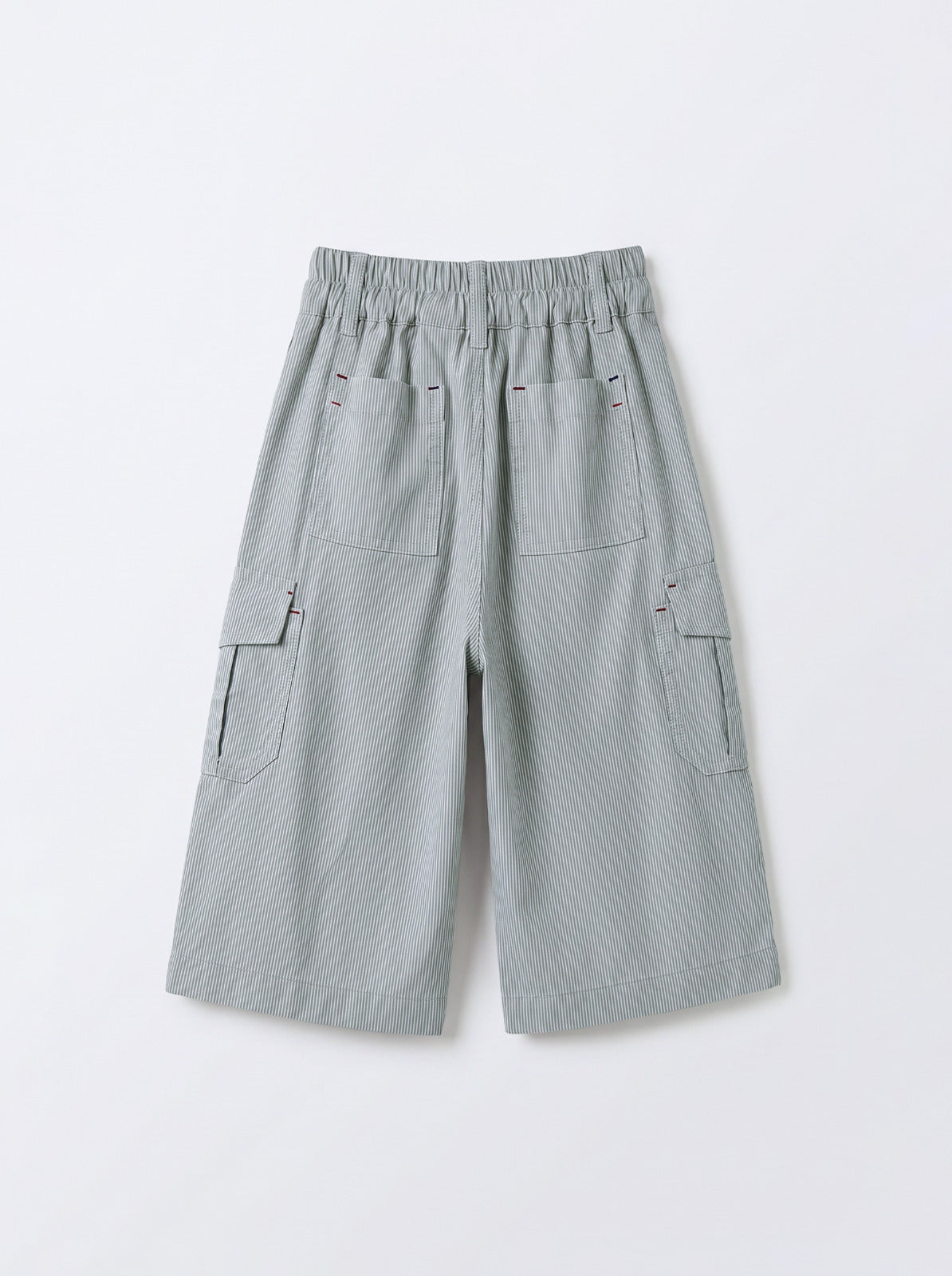 Boys Gray Striped Wide-Leg Cargo Pants