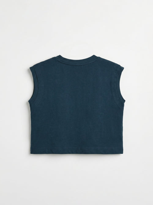 Boys Dark Teal Political Print Sleeveless Muscle Tee