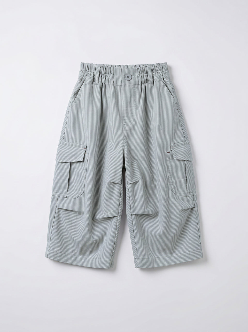 Boys Gray Striped Wide-Leg Cargo Pants