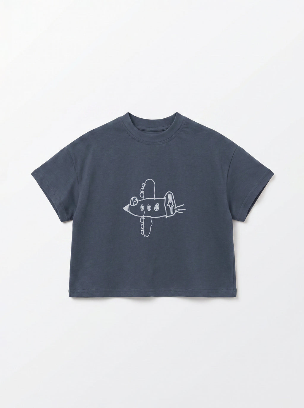Boys Dark Gray Airplane Graphic Oversized Tee