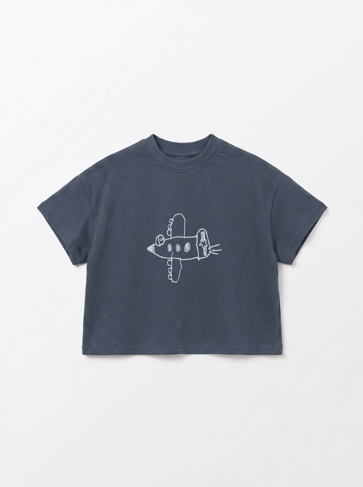 Boys Dark Gray Airplane Graphic Oversized Tee