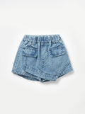 Boys Light Blue Denim Shorts with Double Front Pockets
