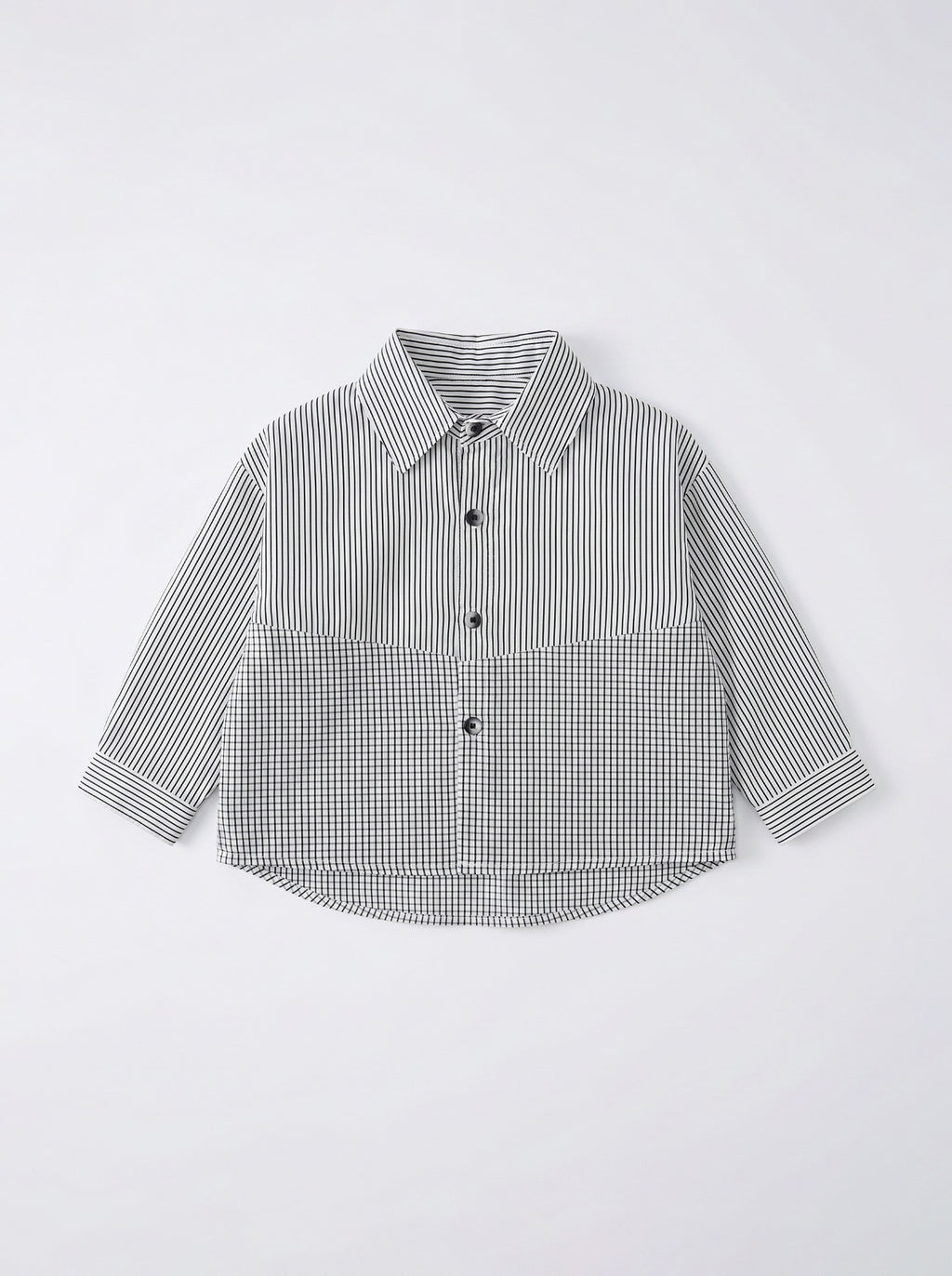 Boys White Mixed Print Long-Sleeve Overshirt