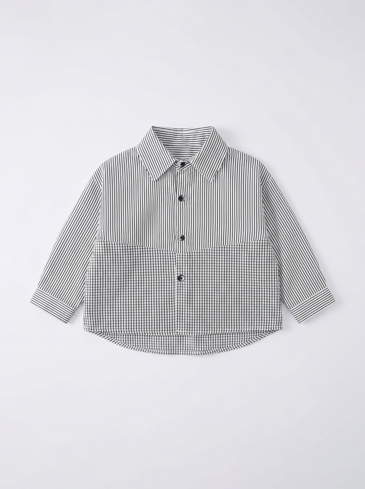 Boys White Mixed Print Long-Sleeve Overshirt