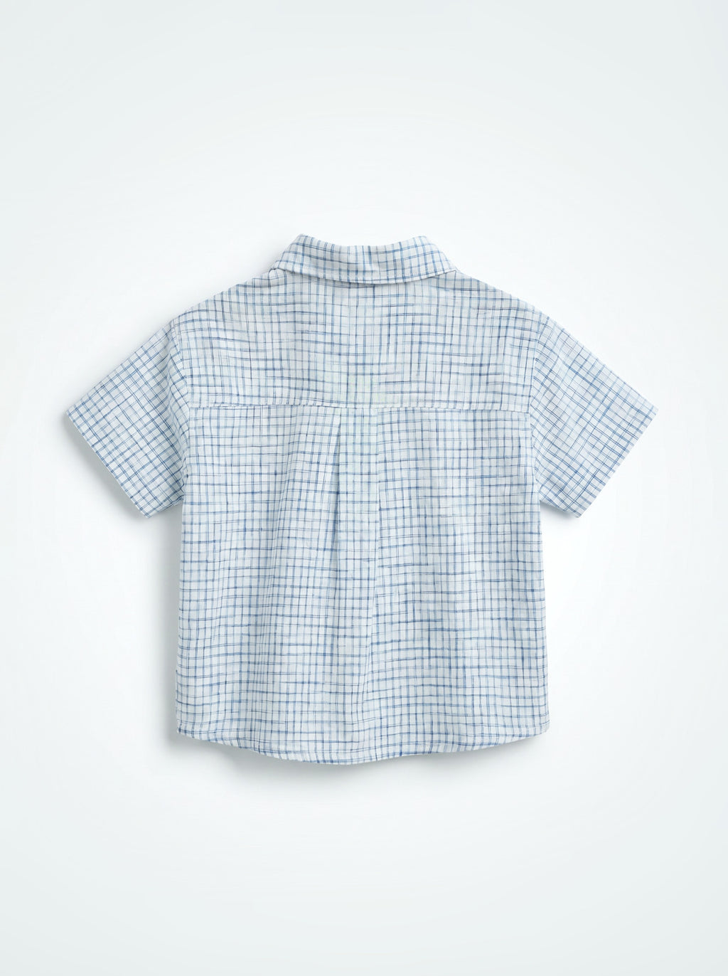 Boys White Plaid Short-Sleeve Button-Up Shirt