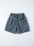 Boys Black Washed Denim Cargo Shorts with Belt Detail