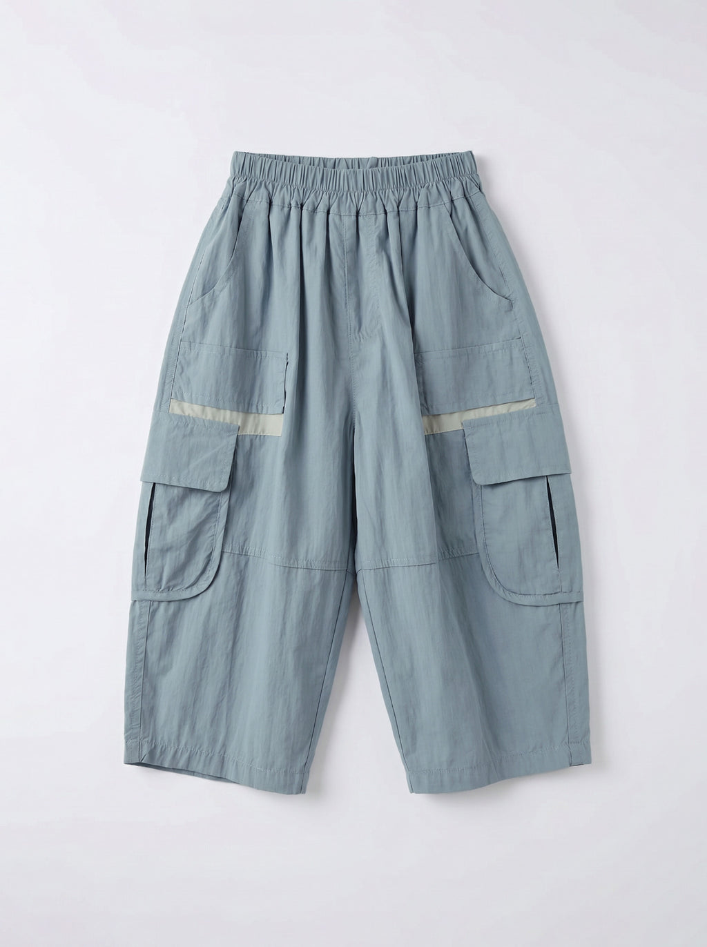 Kids Blue Parachute Cargo Wide-Leg Pants