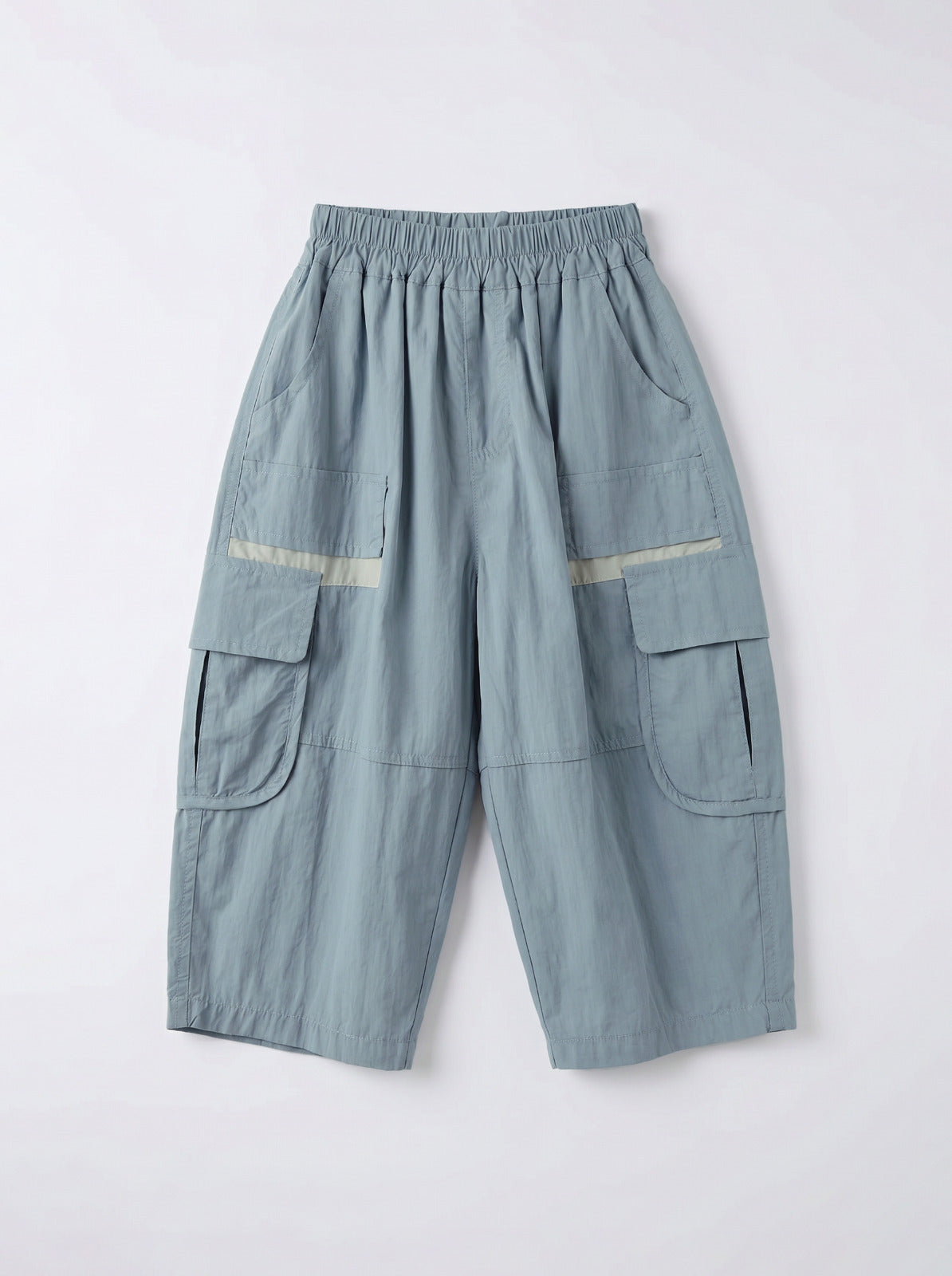 Kids Blue Parachute Cargo Wide-Leg Pants