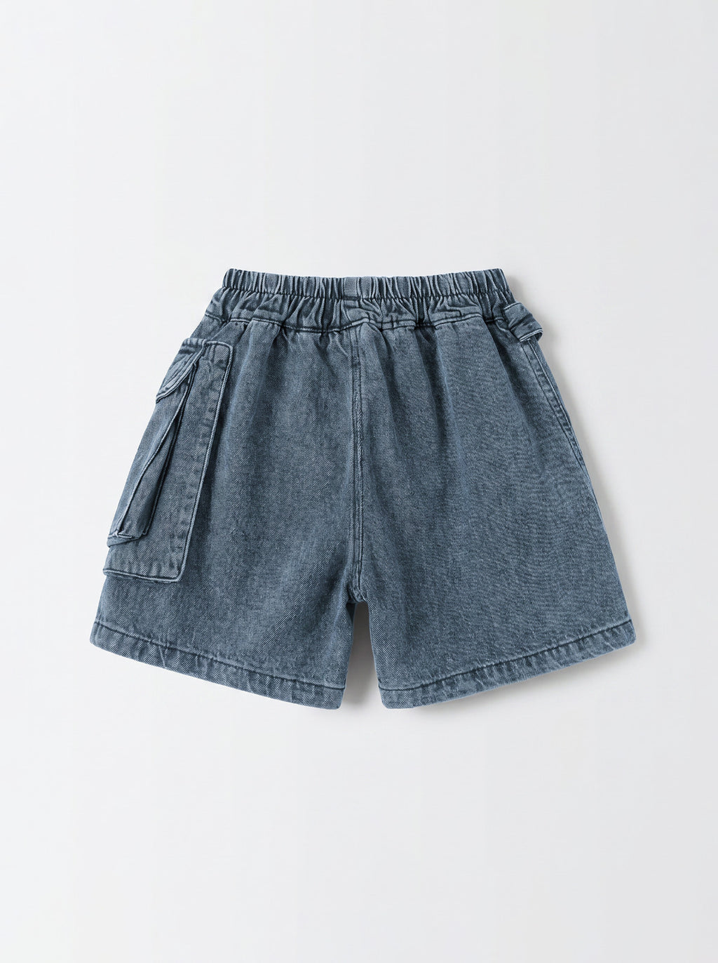 Boys Black Washed Denim Cargo Shorts with Belt Detail