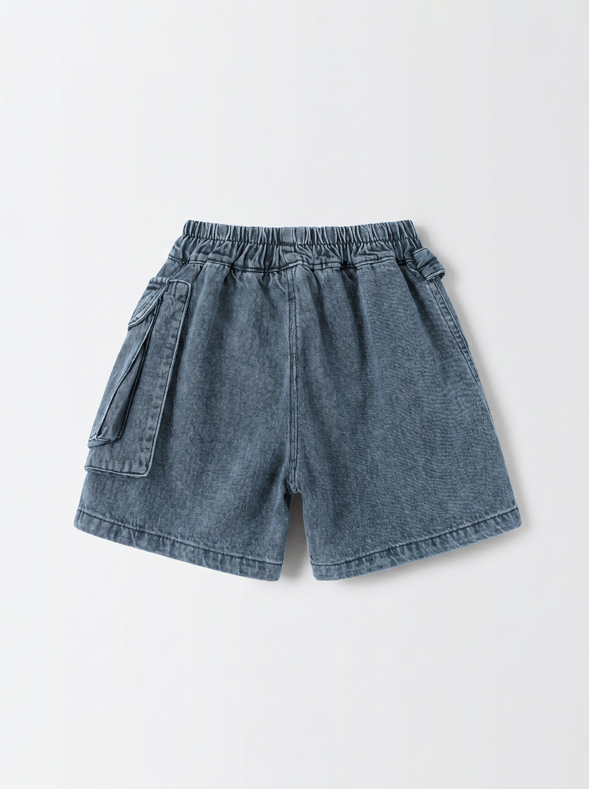 Boys Black Washed Denim Cargo Shorts with Belt Detail