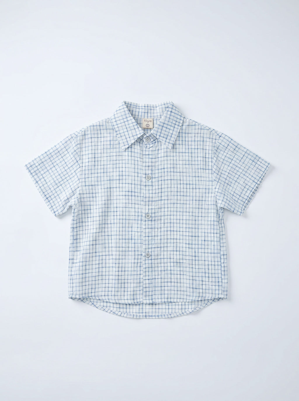 Boys White Plaid Short-Sleeve Button-Up Shirt