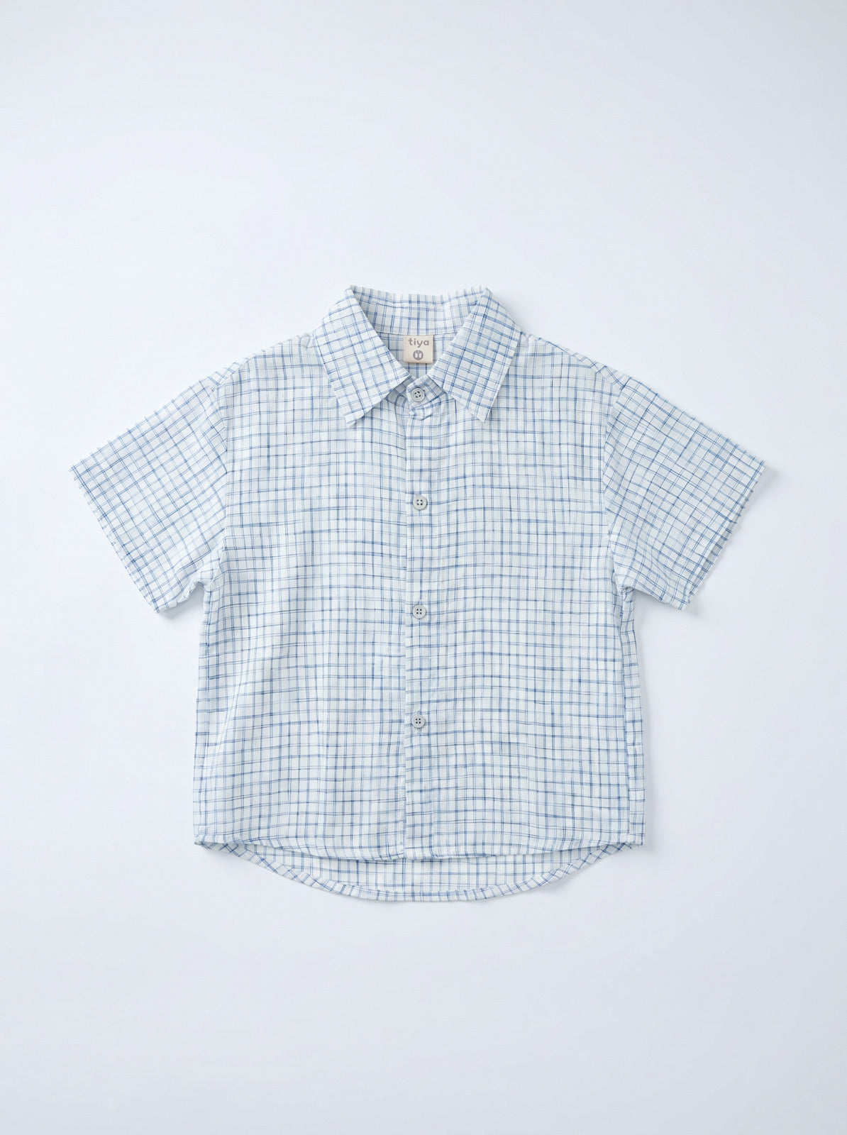 Boys White Plaid Short-Sleeve Button-Up Shirt