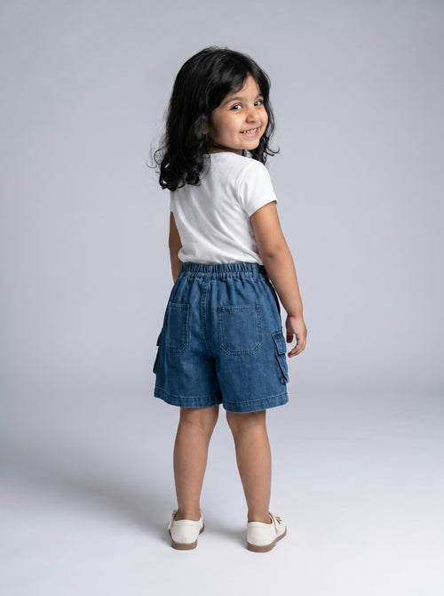 26SS0TY42S0523 Girls Blue Denim Shorts