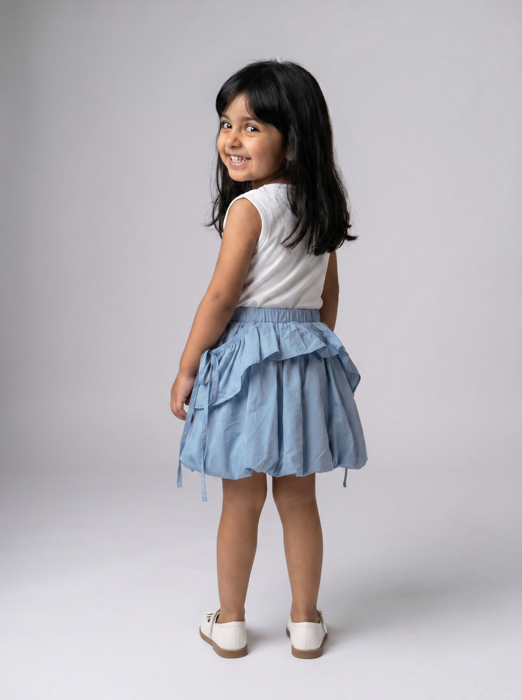 Girls Blue Casual Elastic-Waist Pull-On Skirt