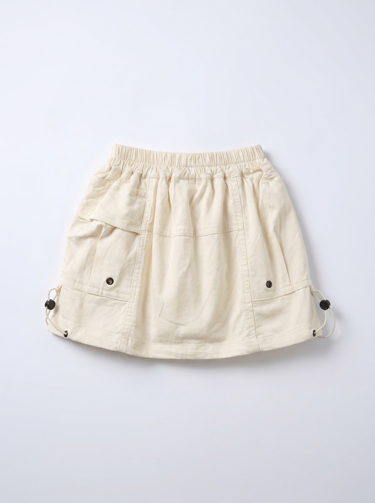 Girls Beige Flowy Elastic-Waist Pull-On Skirt