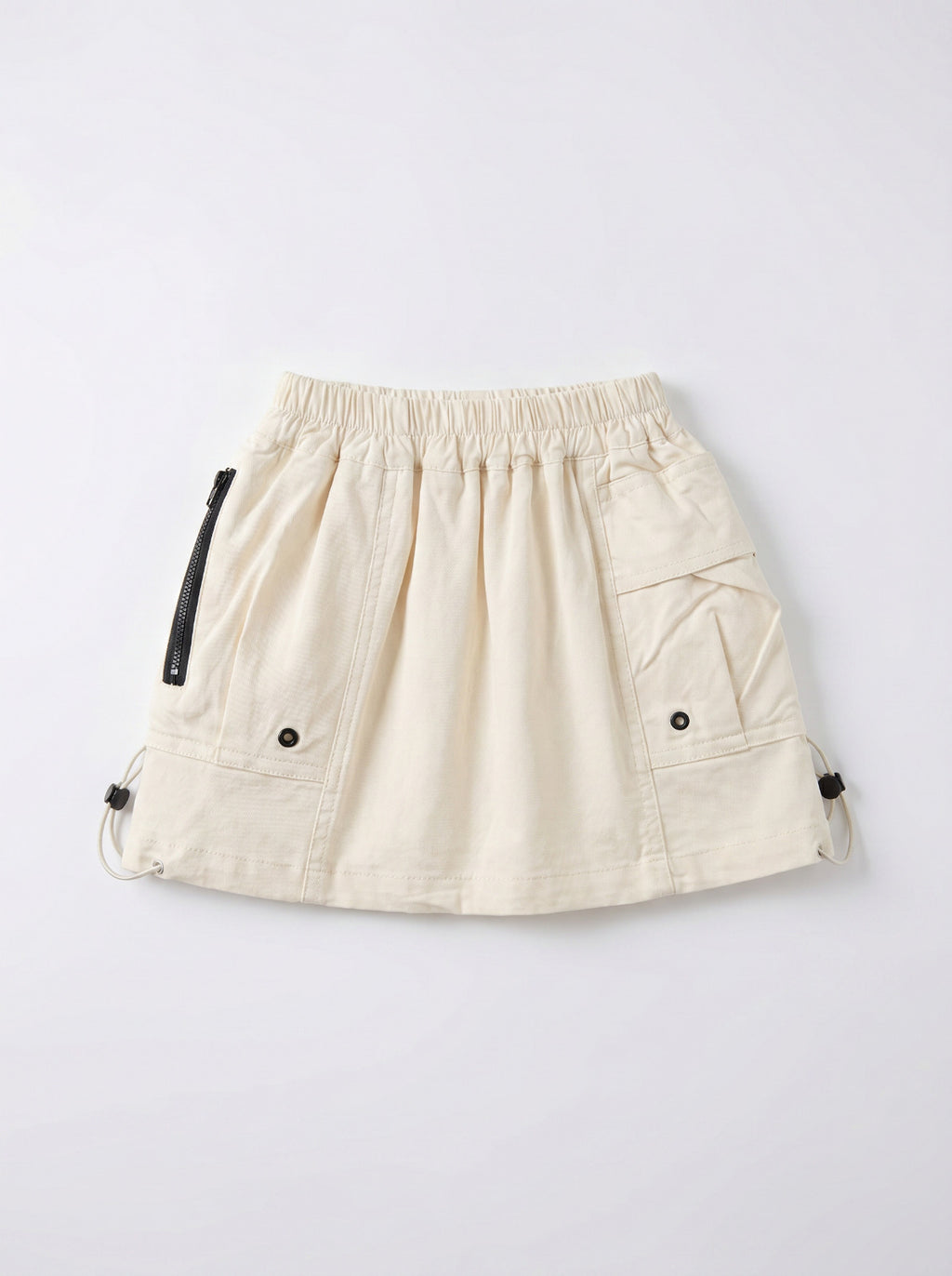 Girls Beige Flowy Elastic-Waist Pull-On Skirt