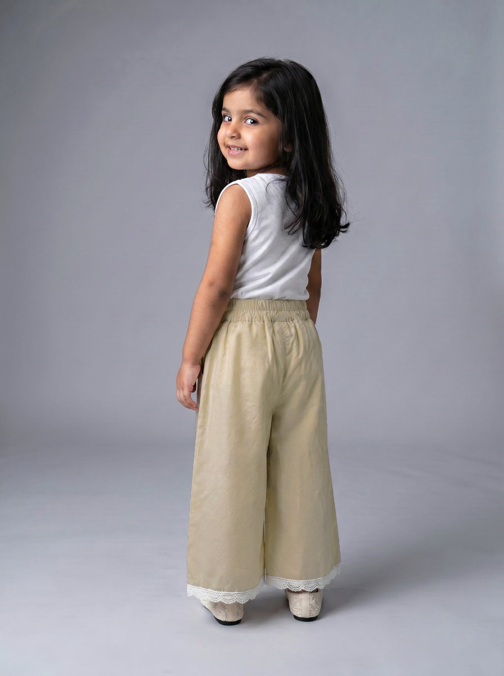 Girls Yellow Relaxed-Fit Elastic-Waist Trousers