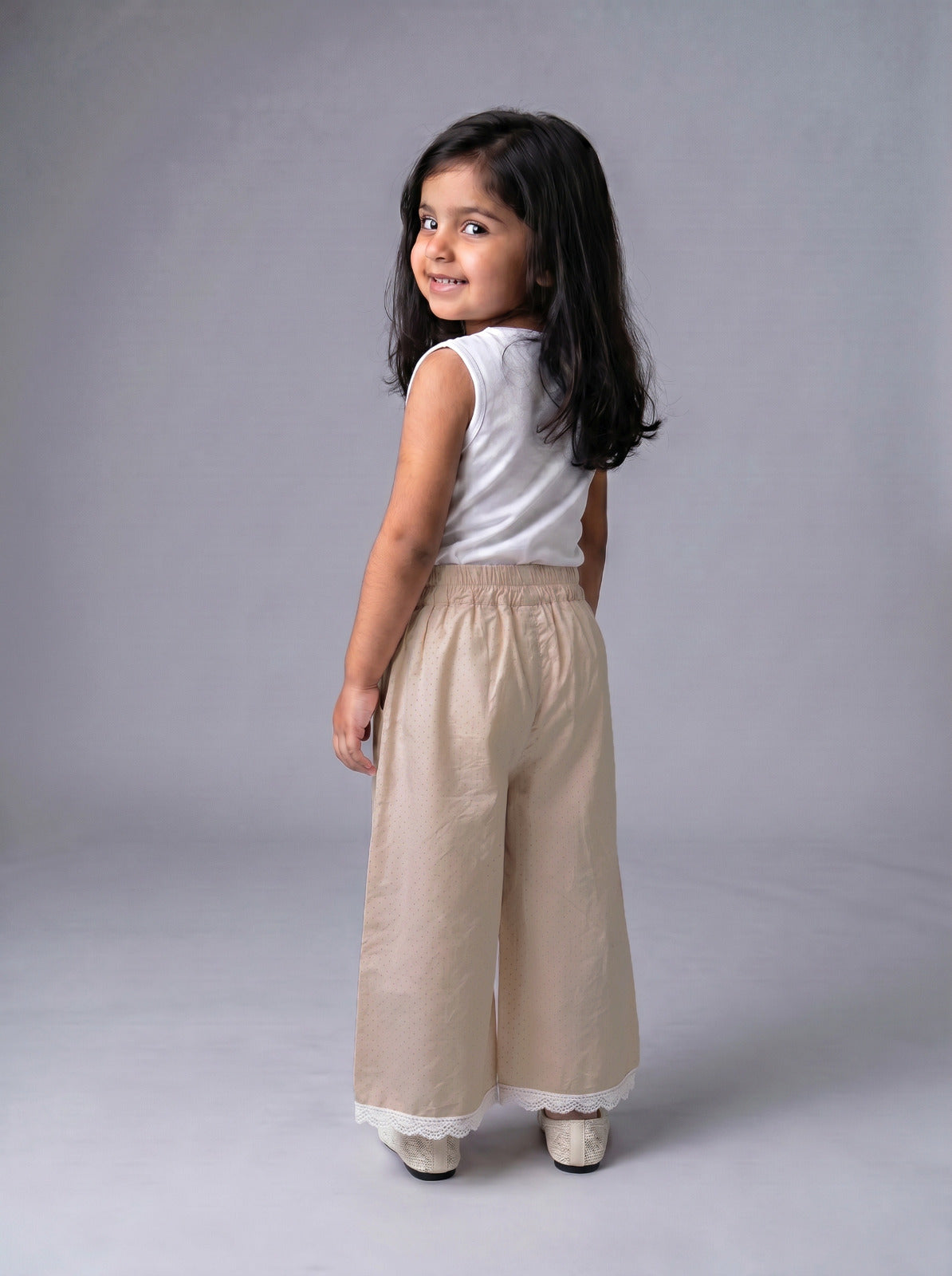 Girls Pink Relaxed-Fit Elastic-Waist Trousers