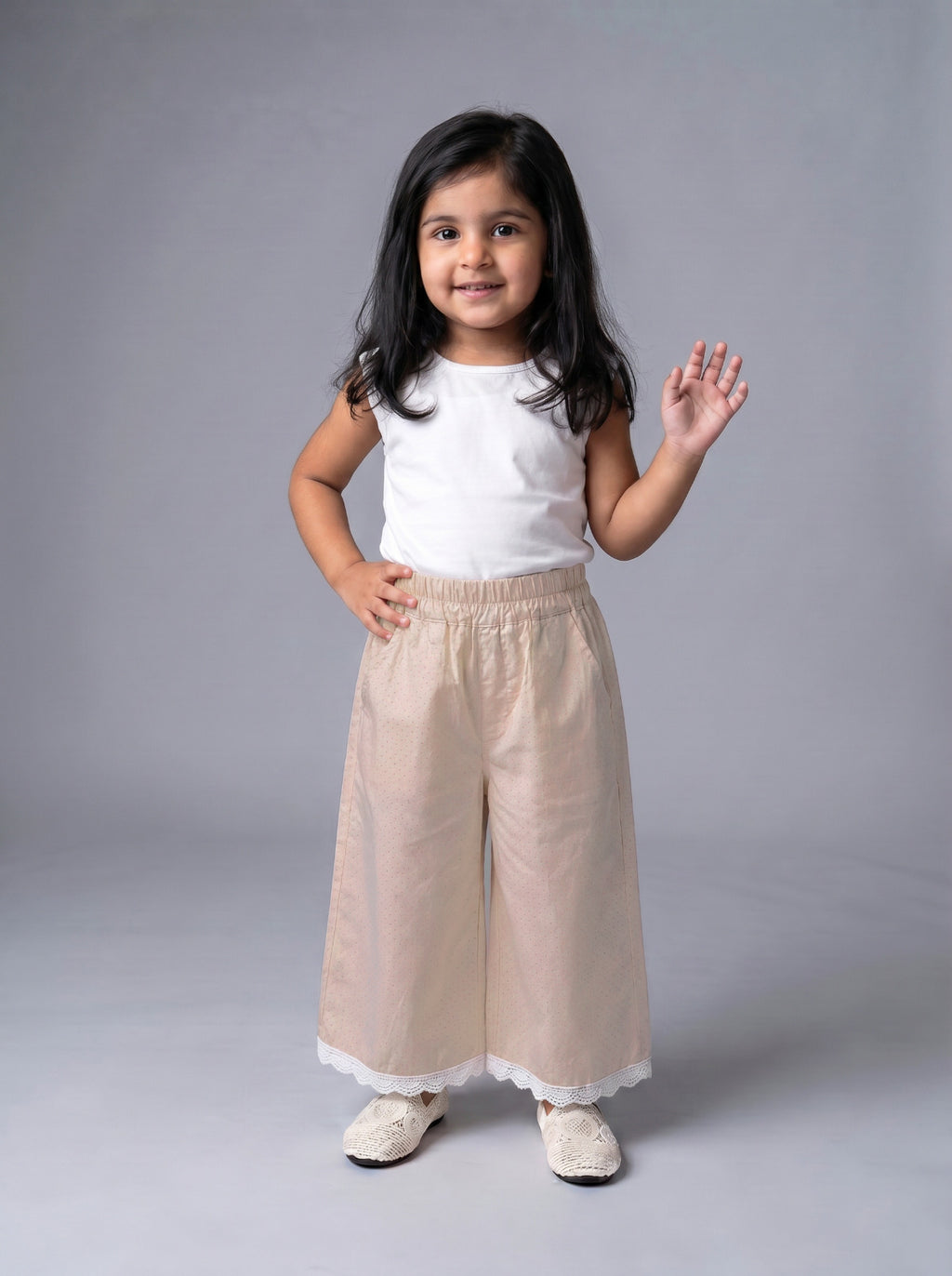 Girls Pink Relaxed-Fit Elastic-Waist Trousers