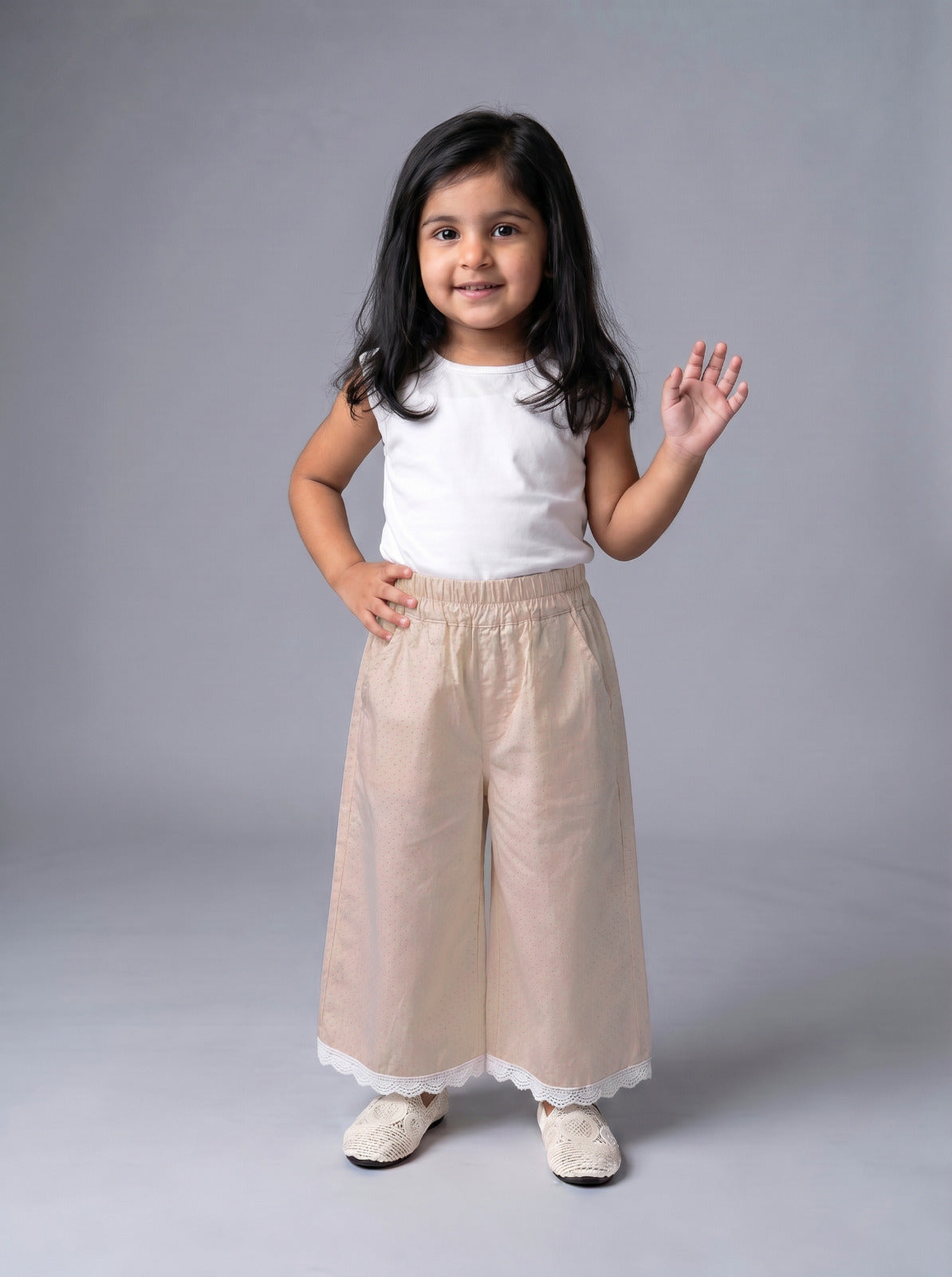 Girls Pink Relaxed-Fit Elastic-Waist Trousers