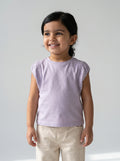 Girls Purple Soft Crew-Neck Cotton T-Shirt