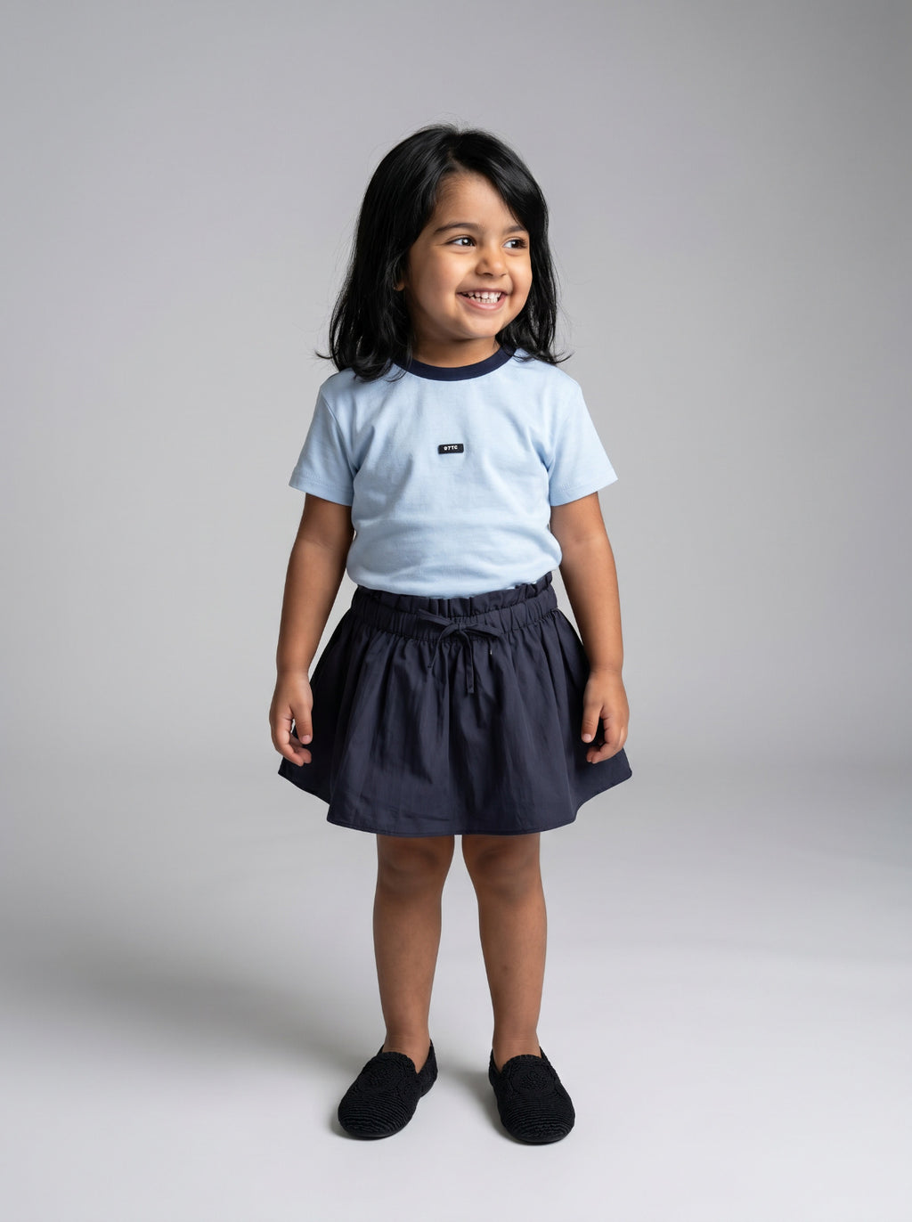Girls Blue Coordinated Top and Shorts Two-Piece Set