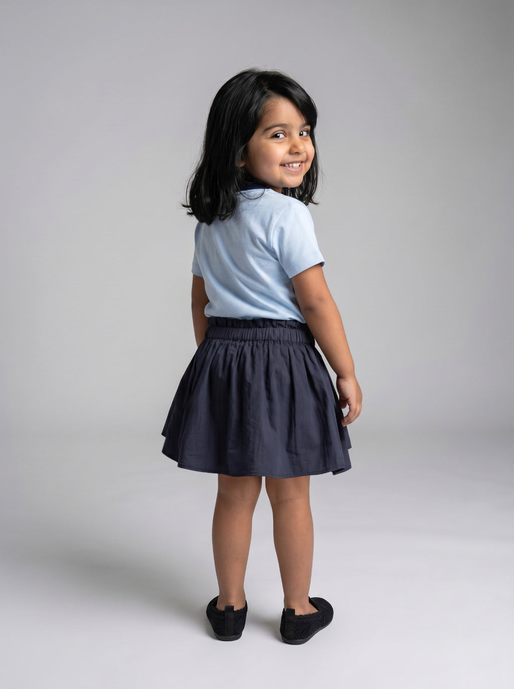 Girls Blue Coordinated Top and Shorts Two-Piece Set