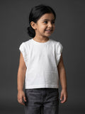 Girls White Soft Crew-Neck Cotton T-Shirt