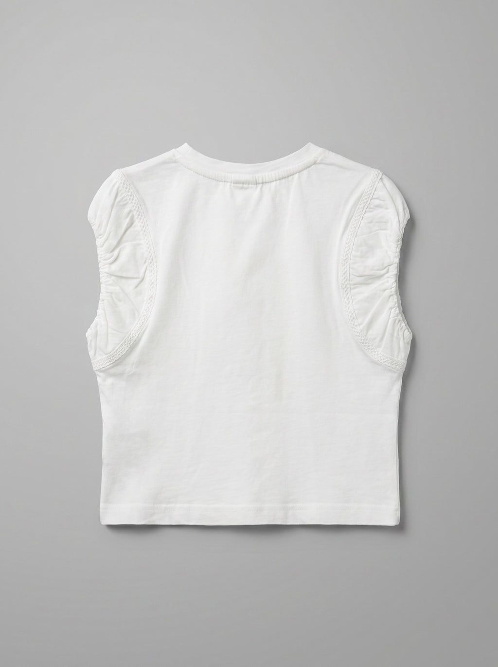 Girls White Soft Crew-Neck Cotton T-Shirt