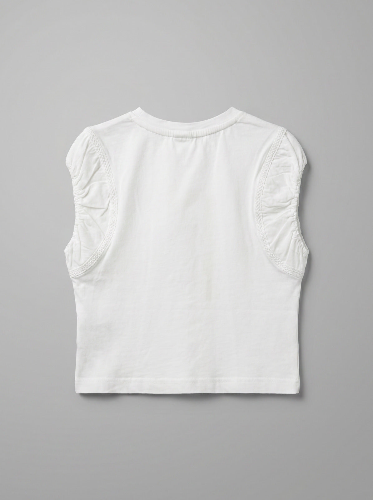 Girls White Soft Crew-Neck Cotton T-Shirt