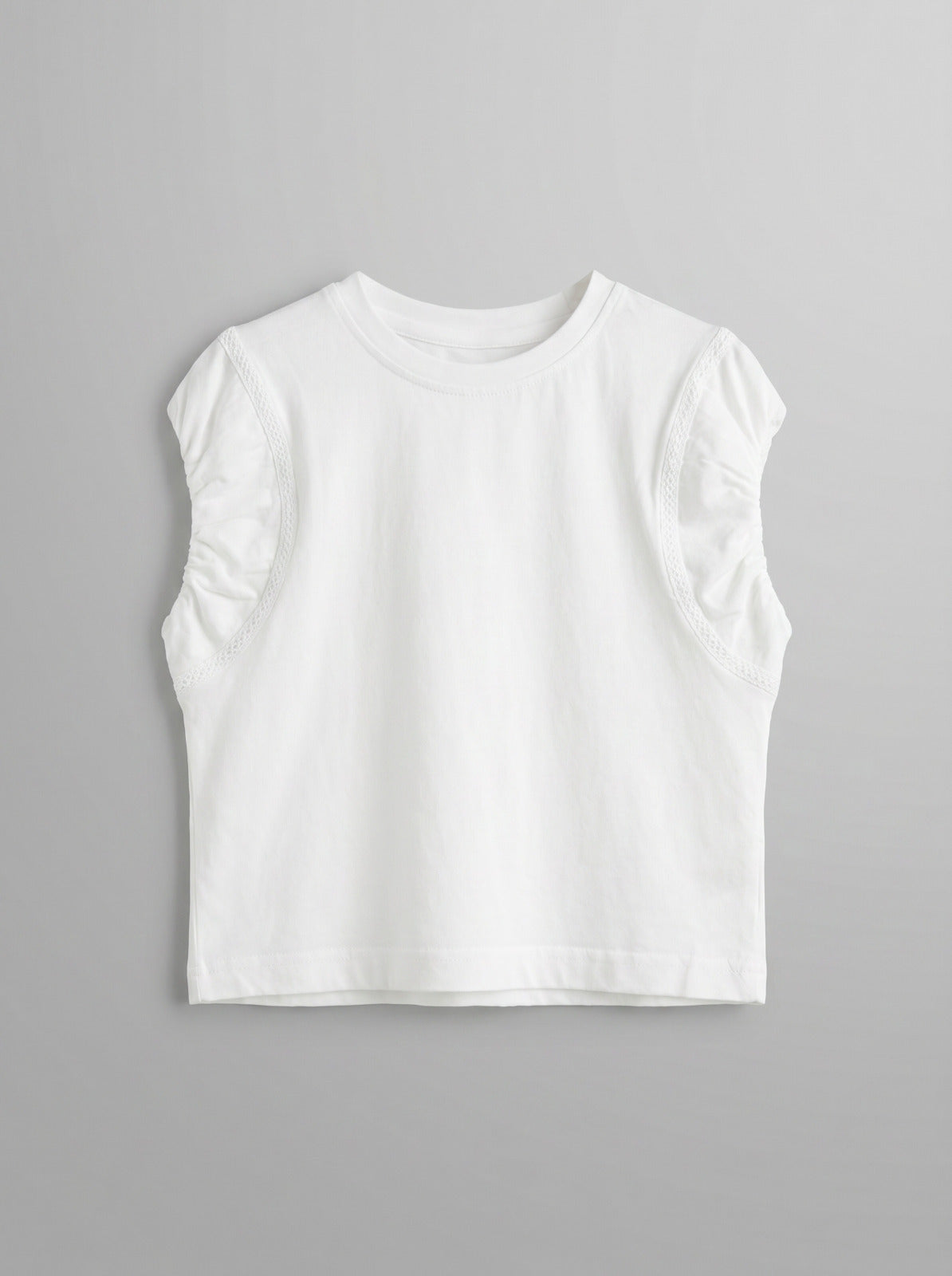 Girls White Soft Crew-Neck Cotton T-Shirt