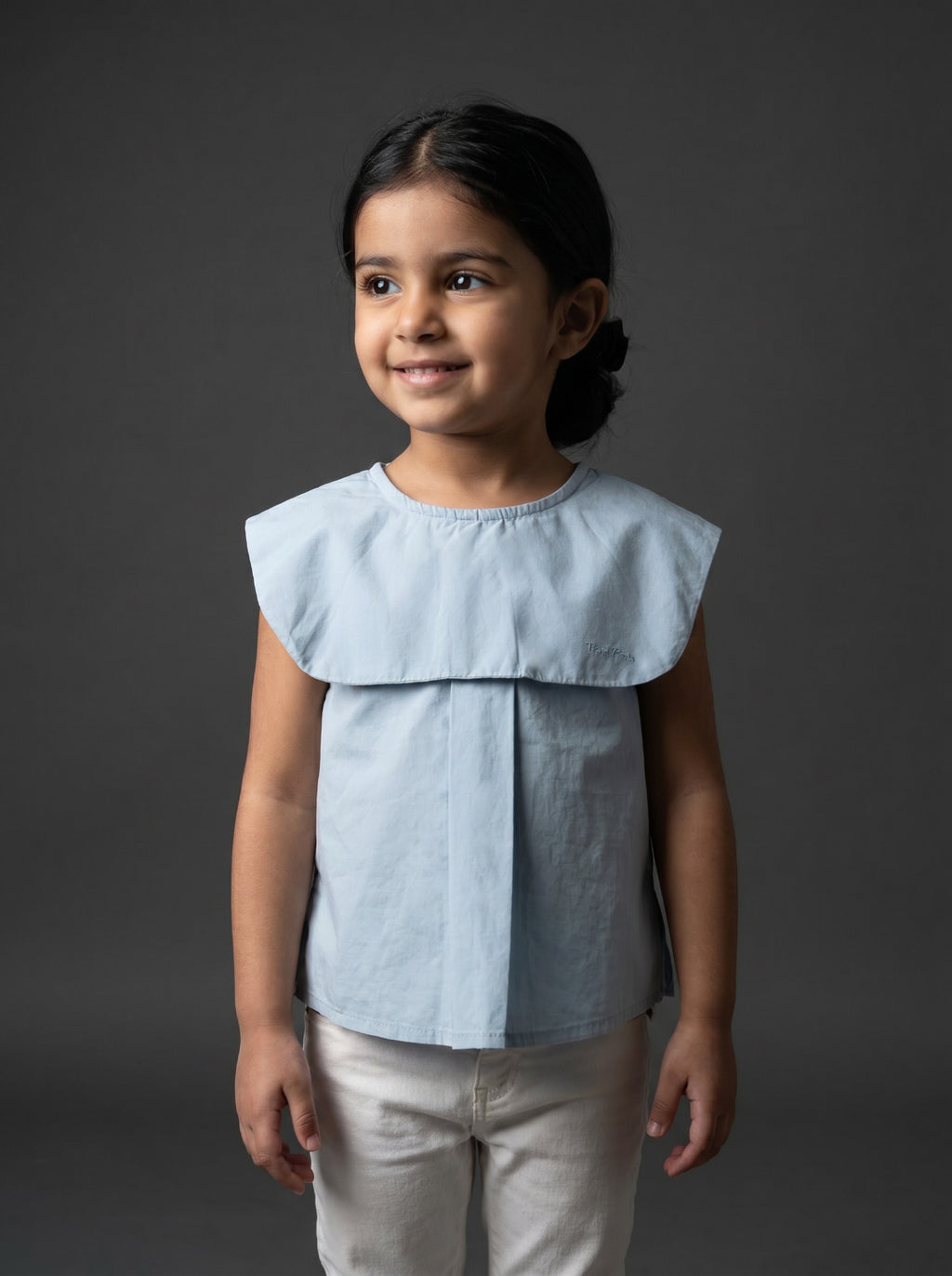 Girls Blue Casual Short-Sleeve Relaxed Top