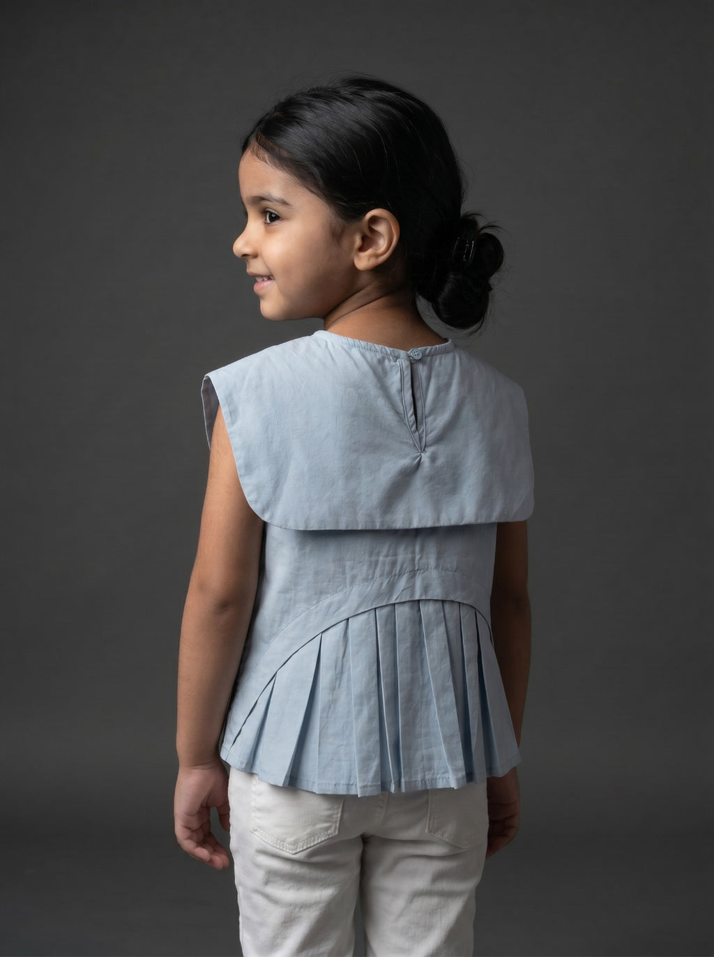 Girls Blue Casual Short-Sleeve Relaxed Top