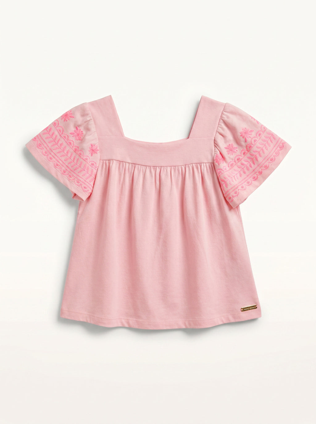 Girls Pink Short-Sleeve Relaxed Blouse