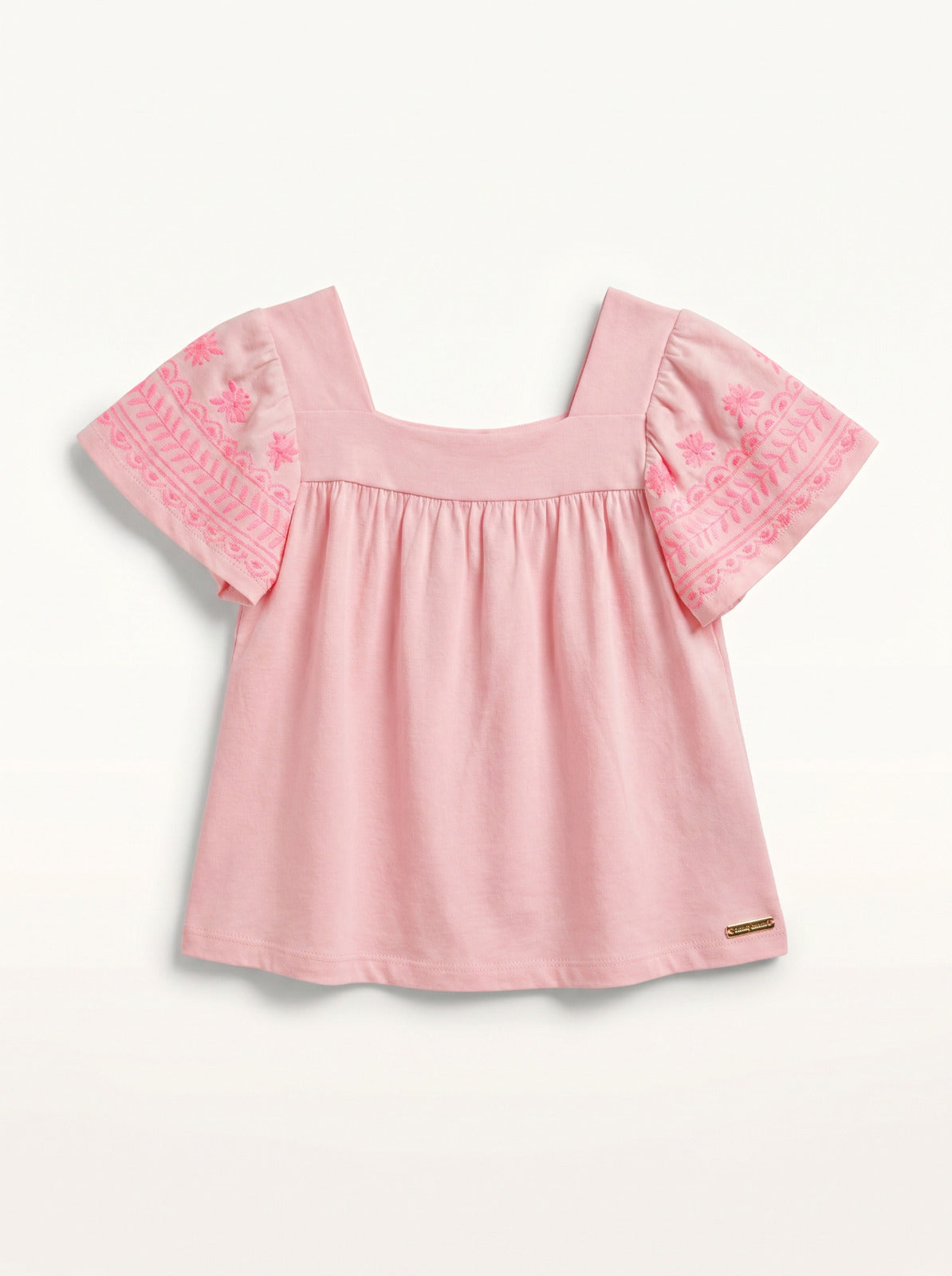 Girls Pink Short-Sleeve Relaxed Blouse