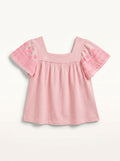 Girls Pink Short-Sleeve Relaxed Blouse