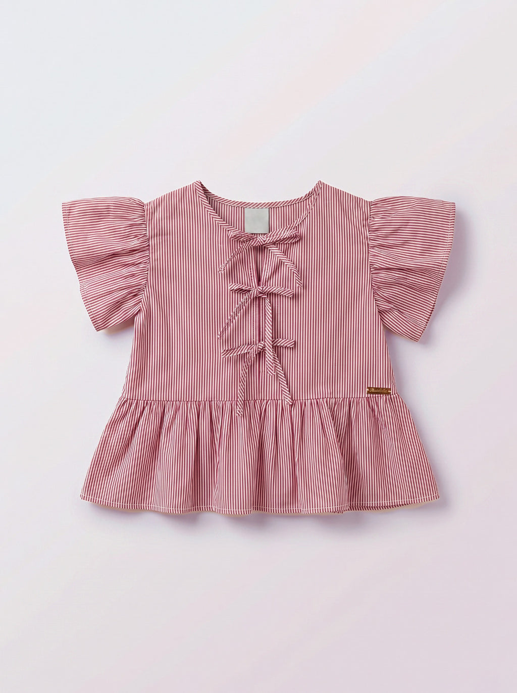 Girls Pink Short-Sleeve Button-Front Blouse