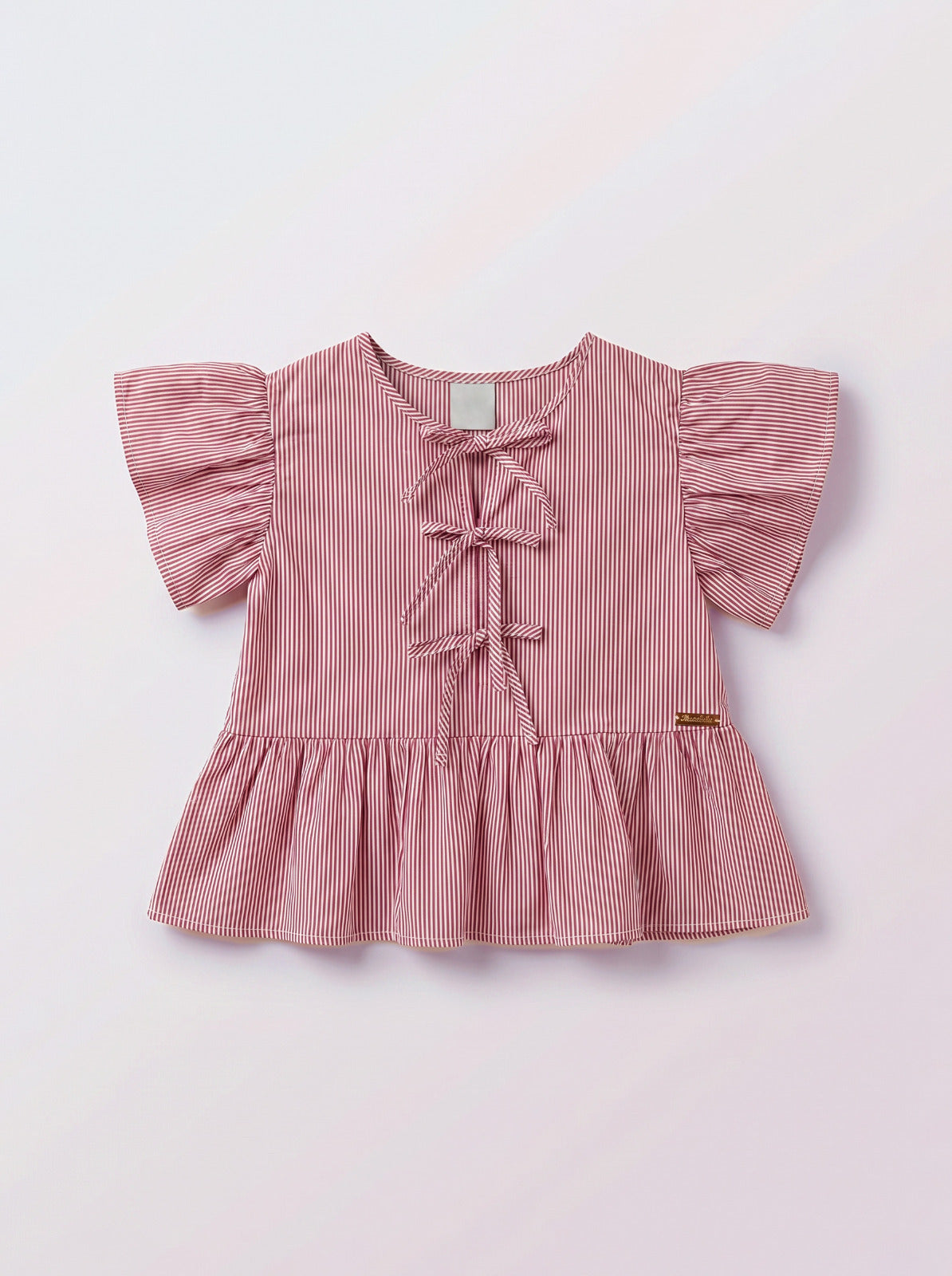 Girls Pink Short-Sleeve Button-Front Blouse